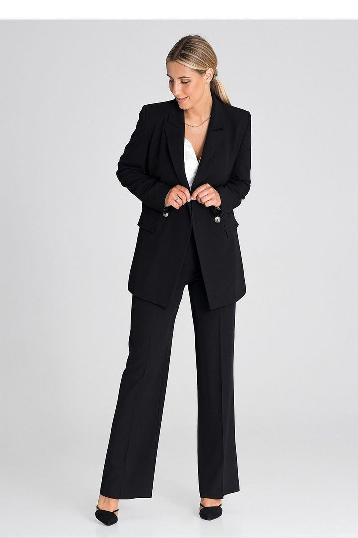 Elegant Long Sleeve Double-Breasted Blazer - Ludowika 