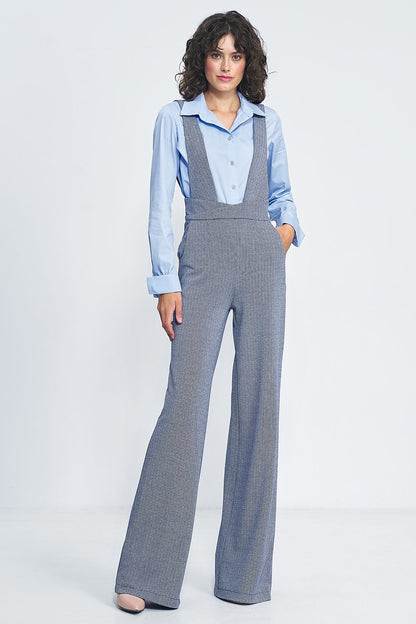 High-Waisted Jumpsuit with Suspenders and Wide Legs – Vintage-Inspired