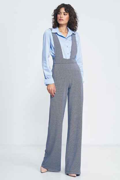 High-Waisted Jumpsuit with Suspenders and Wide Legs – Vintage-Inspired