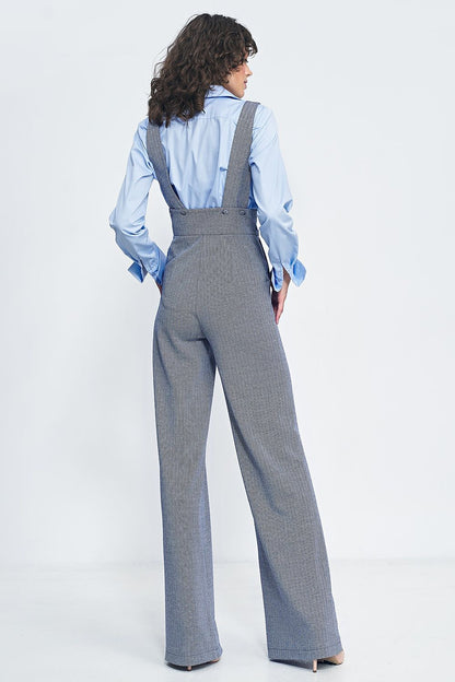 High-Waisted Jumpsuit with Suspenders and Wide Legs – Vintage-Inspired