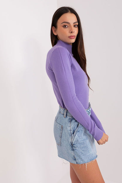 Women's Turtleneck Sweater with Long Sleeves and Delicate Stripes