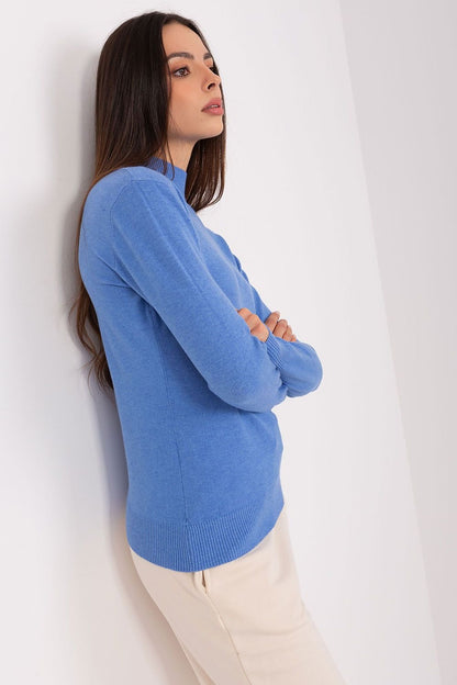 Women's Turtleneck Sweater with Long Sleeves and Delicate Stripes