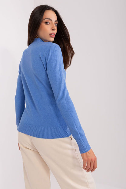 Women's Turtleneck Sweater with Long Sleeves and Delicate Stripes