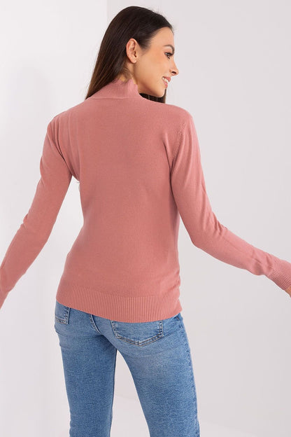 Women's Turtleneck Sweater with Long Sleeves and Delicate Stripes