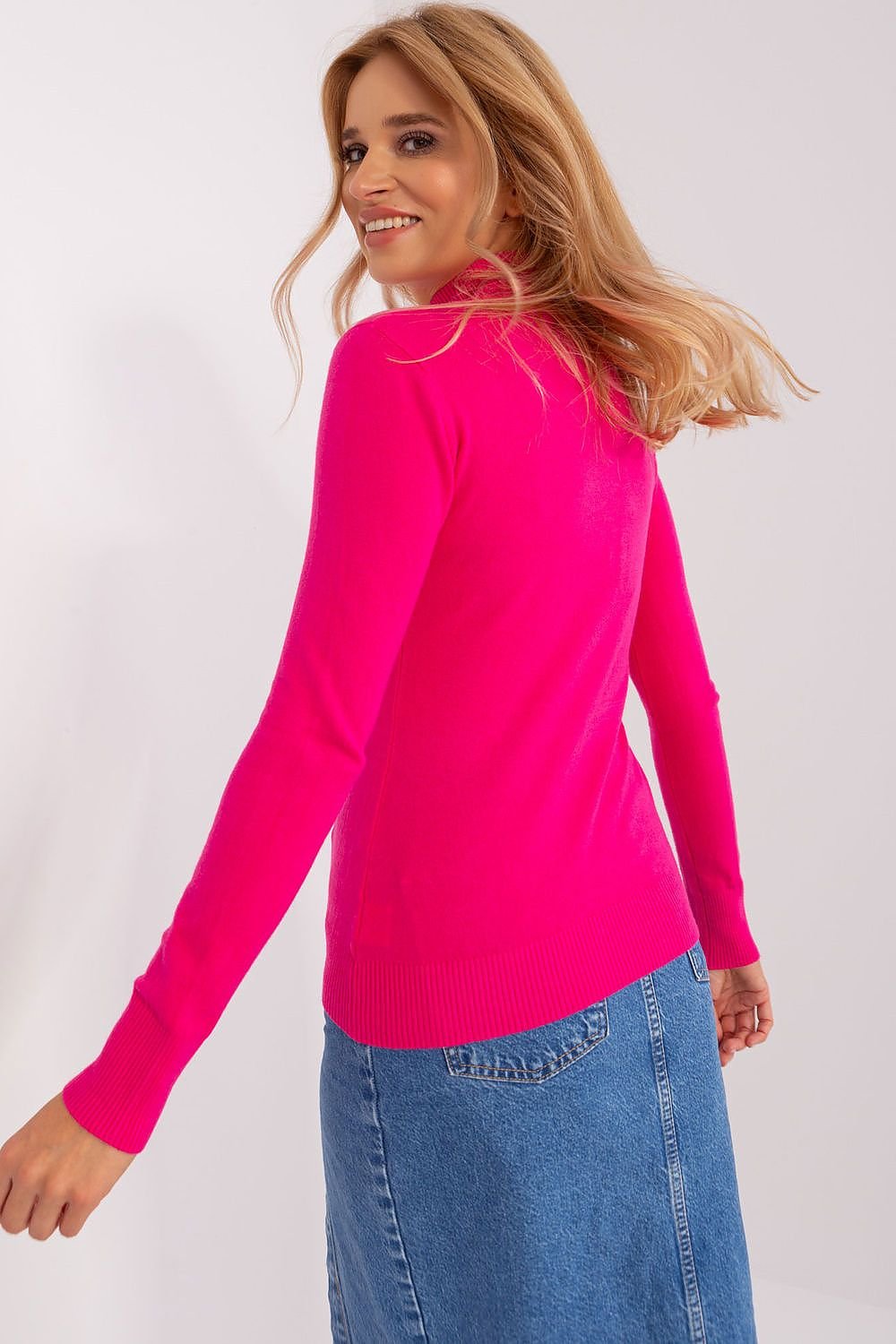 Women's Turtleneck Sweater with Long Sleeves and Delicate Stripes