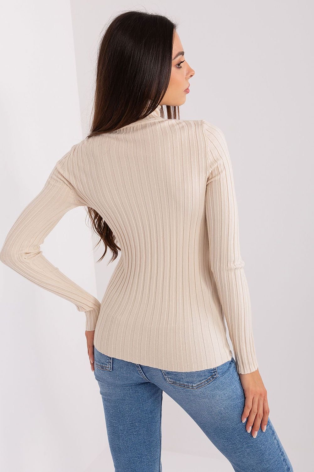 Soft Viscose Turtleneck Sweater with Ribbed Fabric