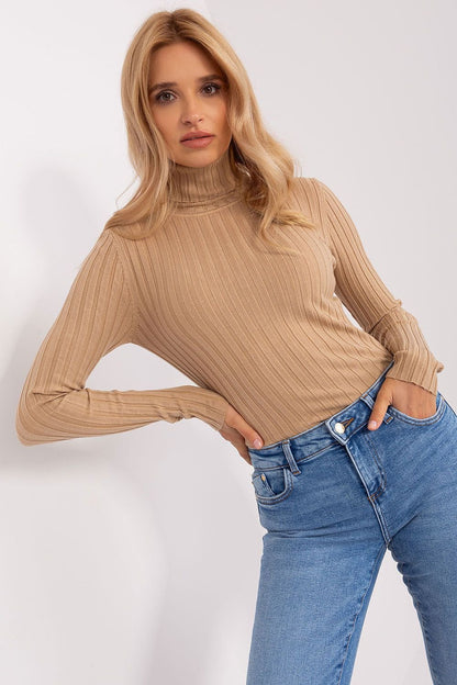 Soft Viscose Turtleneck Sweater with Ribbed Fabric