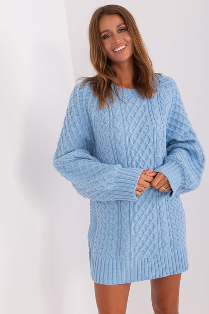 Oversized Long Sweater with Variegated Texture and Buff Sleeves