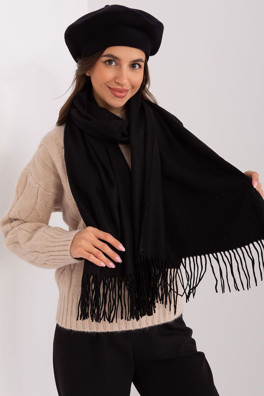 Warm Long Scarf with Decorative Tassels for Winter