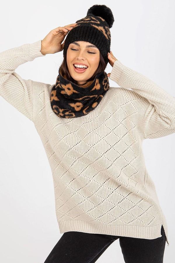 Winter Thick Cap with Pom-Pom and Wide Welt