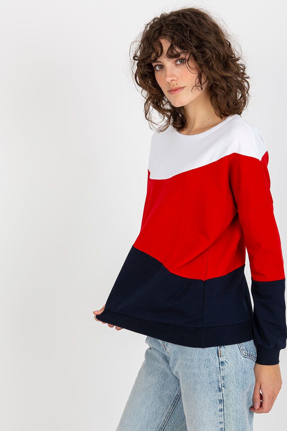 Colorful Cotton Sweatshirt with Round Neckline and Long Sleeves

