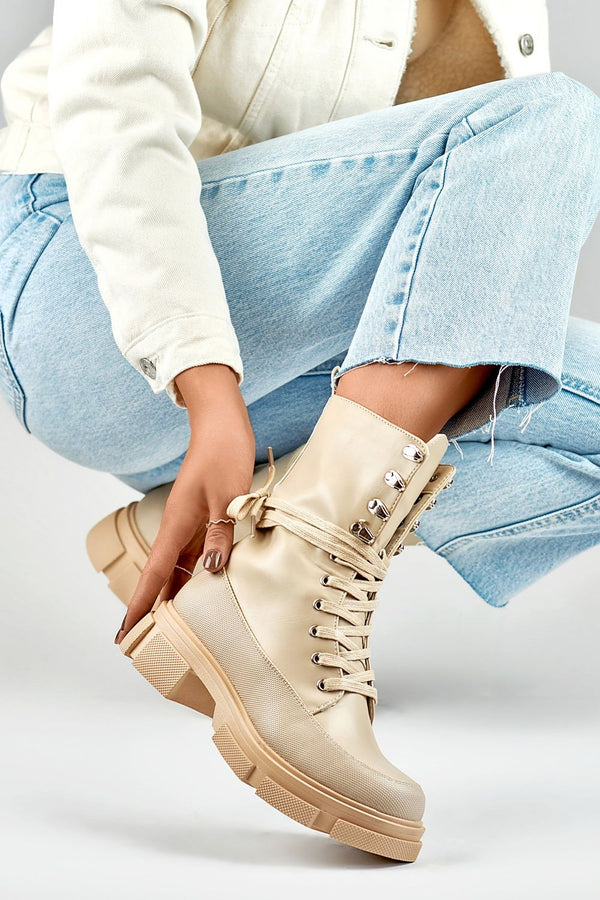 Women's Eco-Leather Baggers with Lacing and Low Stable Heel