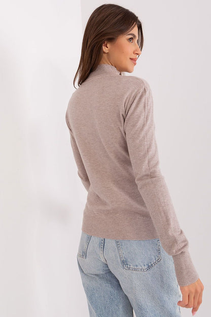 Women's Turtleneck Sweater with Long Sleeves and Delicate Stripes