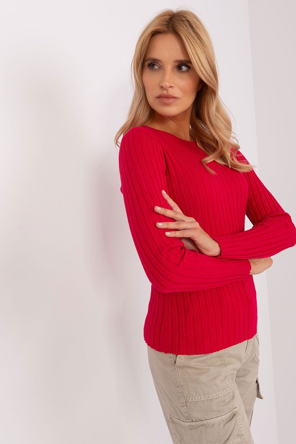 Timeless Women's Sweater with Ribbed Texture