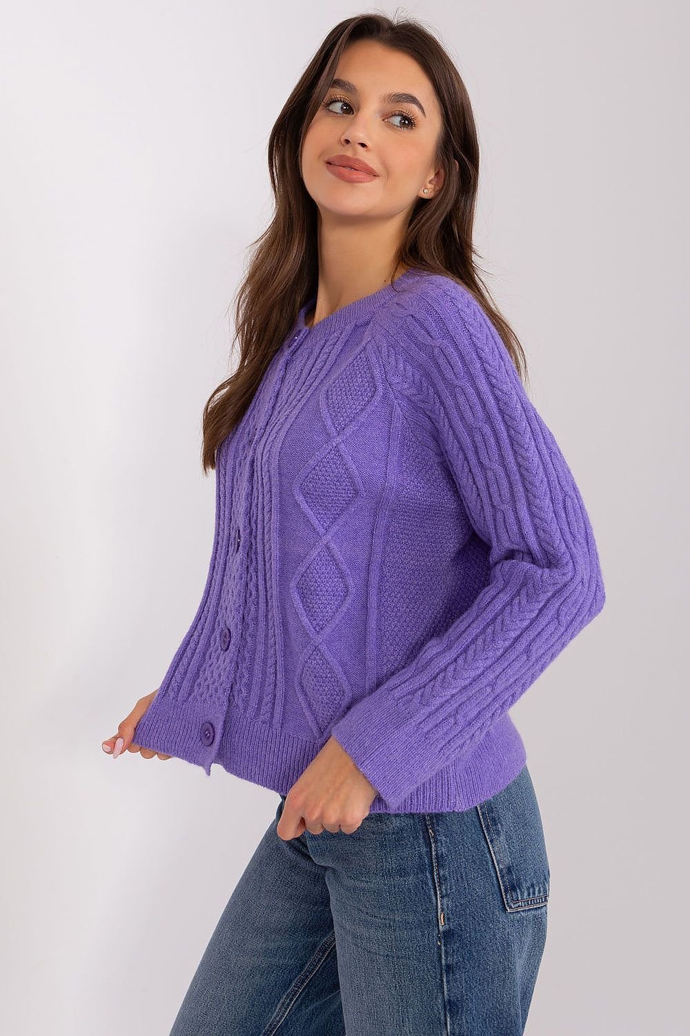 Pull cardigan boutonné à col rond pour femme