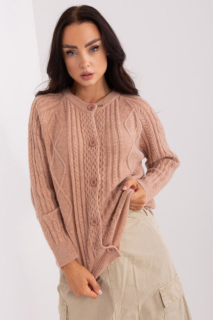 Pull cardigan boutonné à col rond pour femme