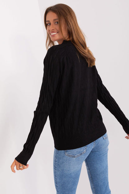 Variegated Texture Sweater with Round Neckline and Long Sleeves