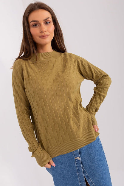 Durable and comfortable women's sweater with a classic round neckline, long sleeves, and a unique variegated fabric texture, perfect for casual wear and easy to pair with pants or skirts.






