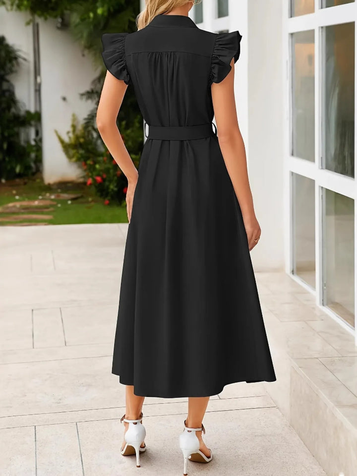 Ludowika Ruffled Button-Front Midi Dress