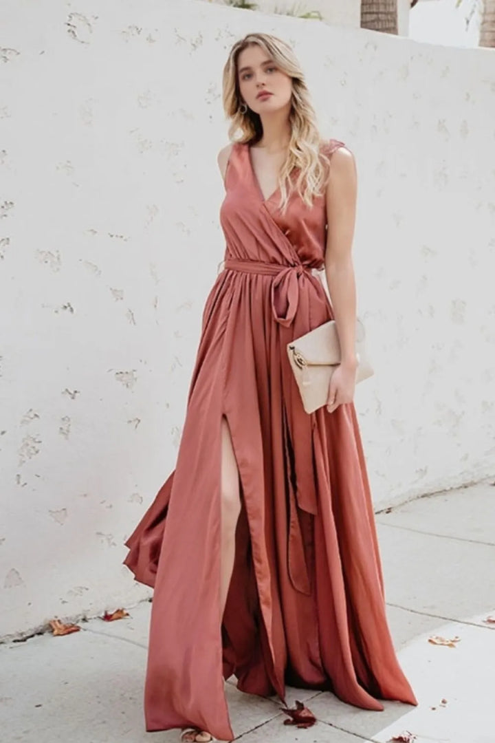 Ludowika Surplice Tie Waist Maxi Dress
