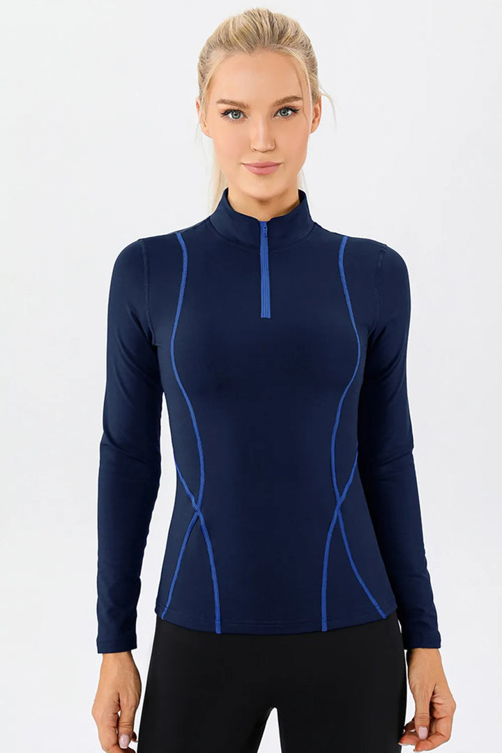 Ludowika Mock Neck Quarter Zip Active T-Shirt