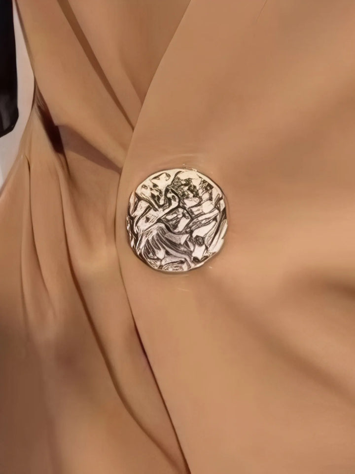 Ludowika Plus Size Wrap Front Blouse with Decorative Button Detail