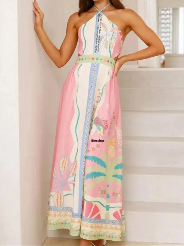 Ludowika Halter Neck Printed Maxi Dress