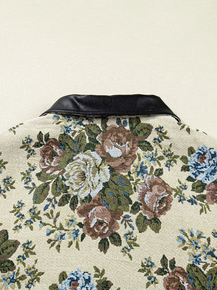 Ludowika Floral Print Zip Up Contrast Collared Jacket