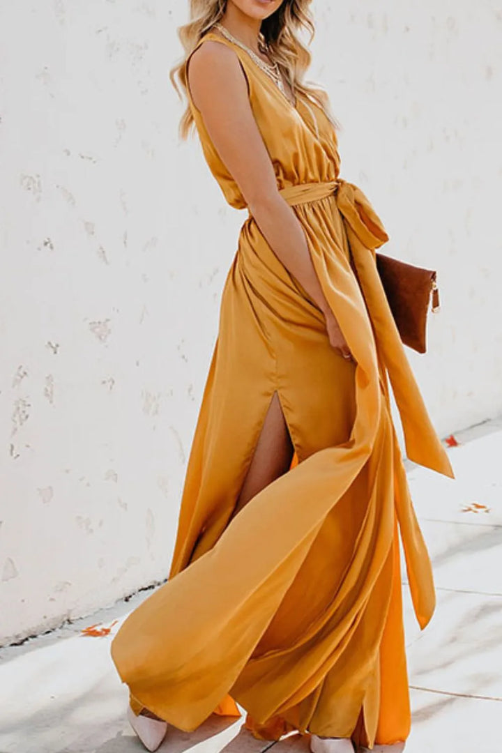 Ludowika Surplice Tie Waist Maxi Dress