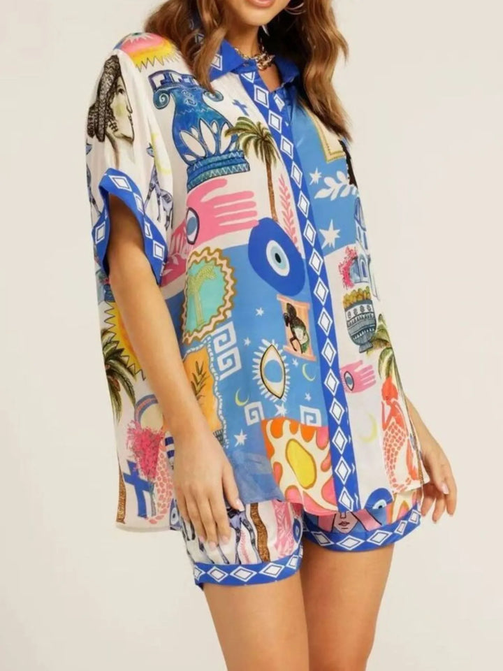 Ludowika Printed Button Up Shirt and Shorts Set