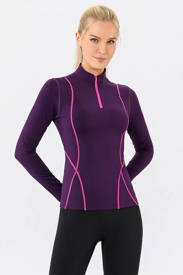 Ludowika Mock Neck Quarter Zip Active T-Shirt