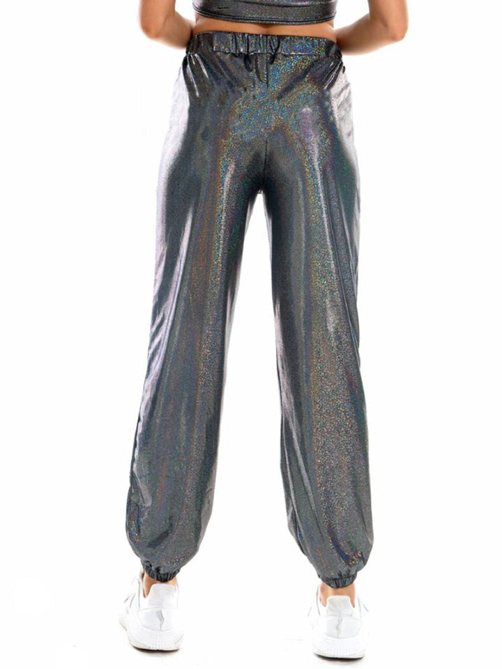 Ludowika Glitter Elastic Waist Pants with Pockets
