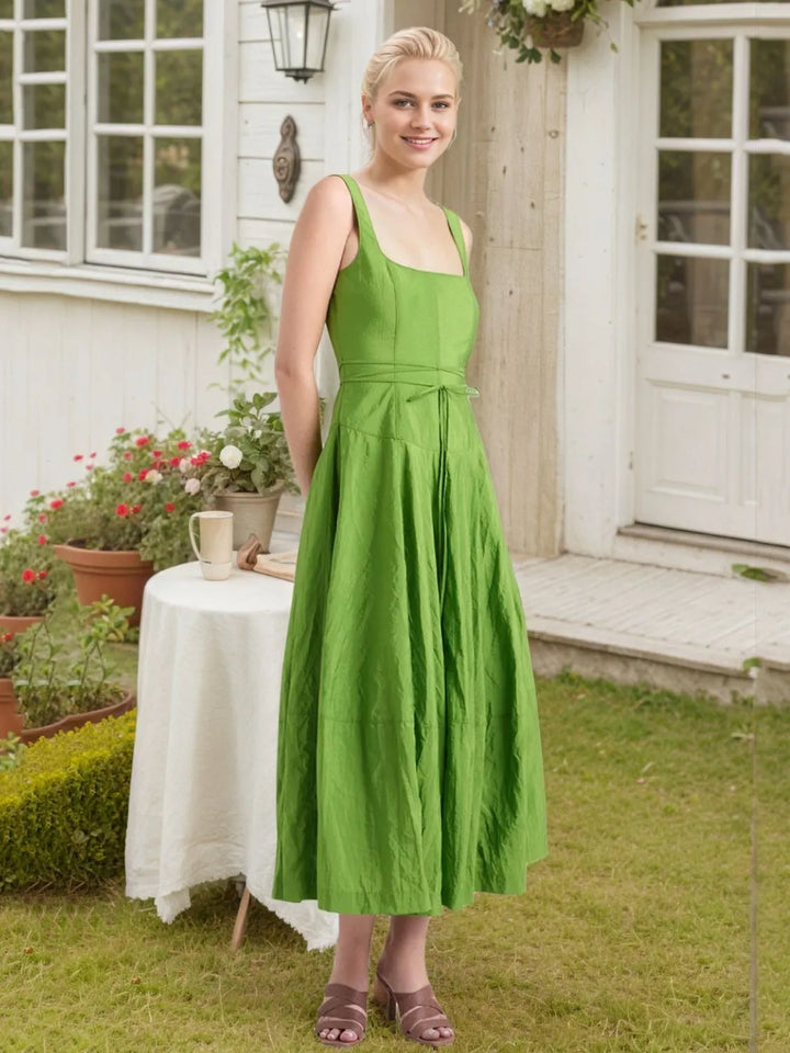 Ludowika Square Neck Sleeveless Midi Swing Dress
