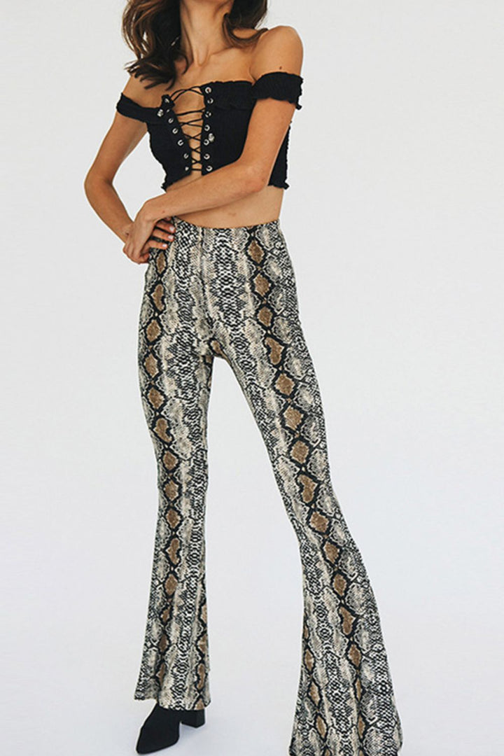 Ludowika Snakeskin Print Flare Pants