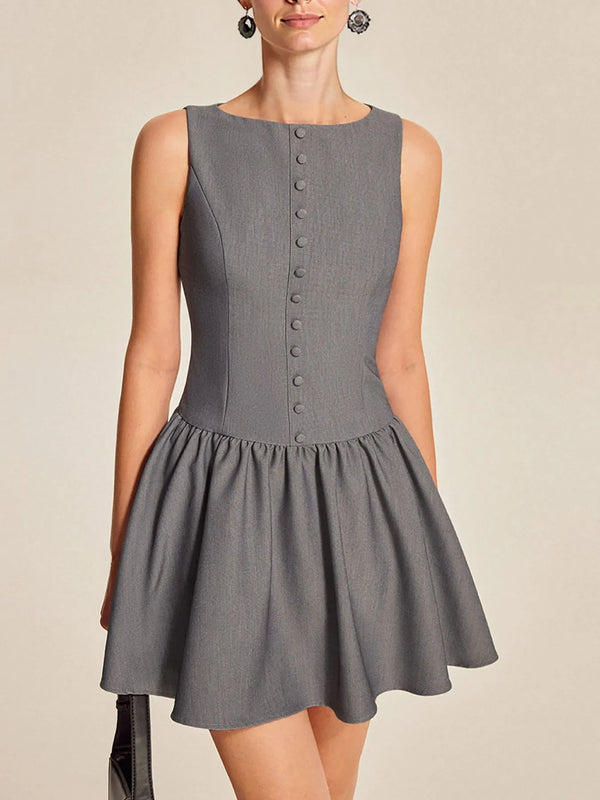 Ludowika Round Neck Sleeveless Ruffled Mini Dress