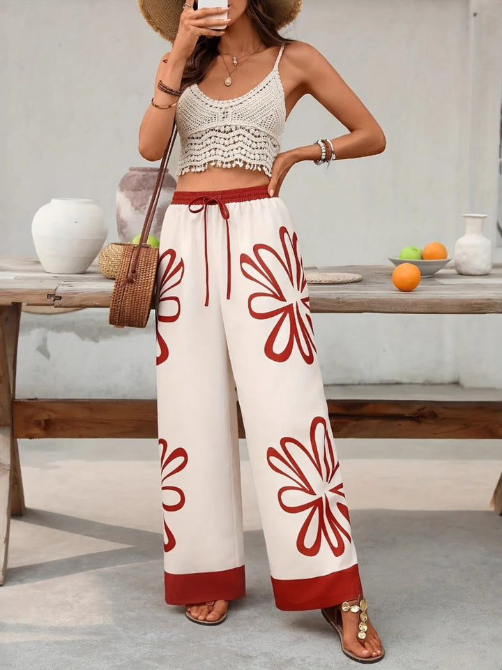 Ludowika Floral Drawstring Wide Leg Pants
