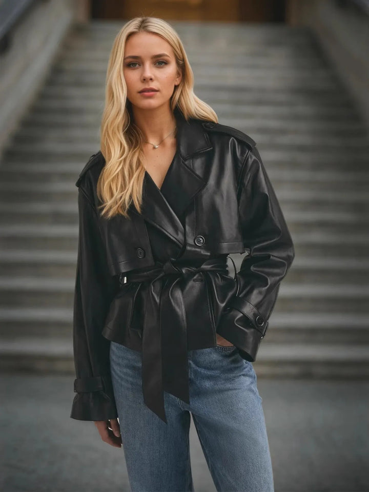 Ludowika Leather Belted Trench Jacket