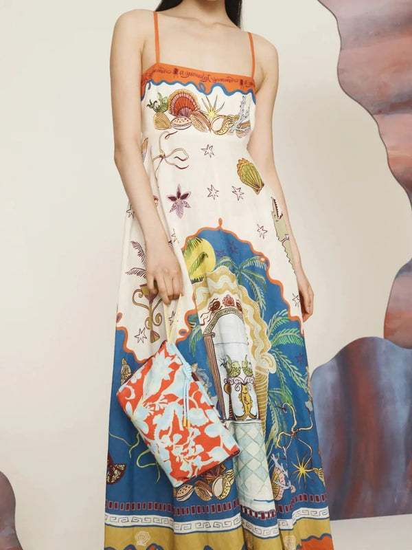 Ludowika Printed Square Neck Maxi Cami Dress
