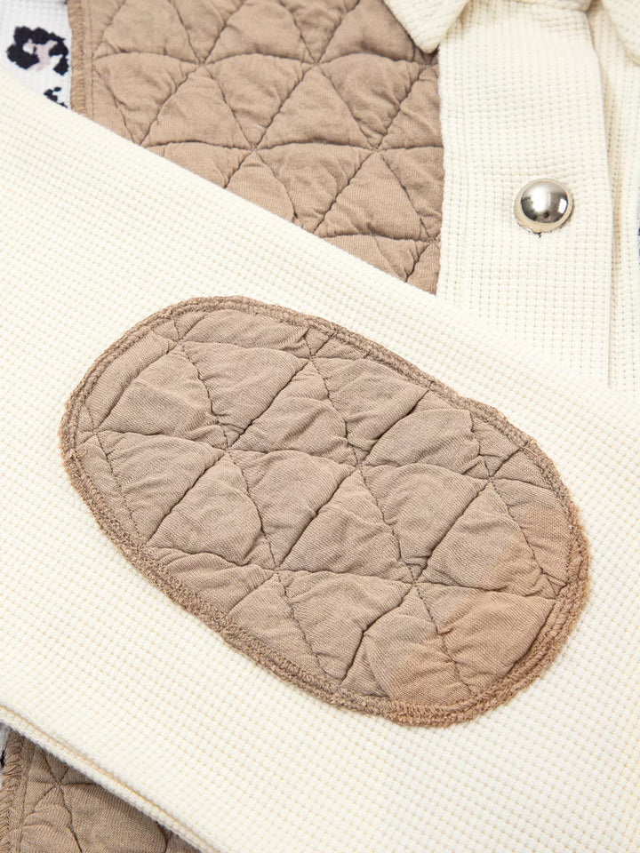 Ludowika Leopard Waffle Quilted Patchwork Button Front Jacket