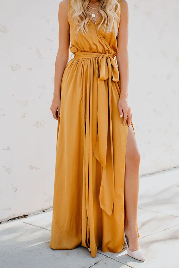 Ludowika Surplice Tie Waist Maxi Dress
