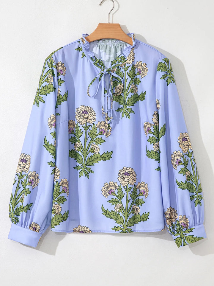 Ludowika Floral Print Long Sleeve Tie Neck Blouse