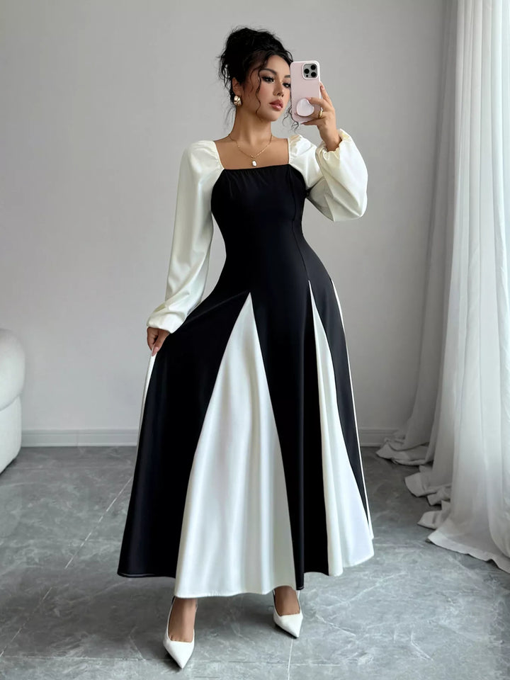 Ludowika Color Block Square Neck Maxi Dress
