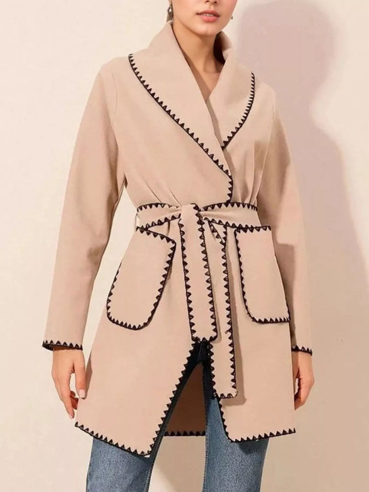 Ludowika Contrast Trim Tie Waist Outerwear