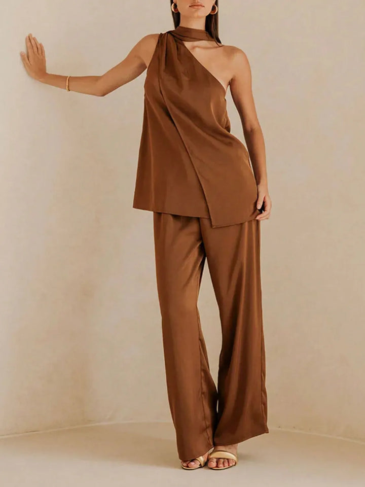 Ludowika Single Shoulder Top and Pants Set
