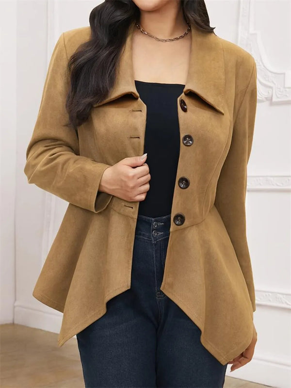 Ludowika Handkerchief Hem Button Up Collared Neck Jacket