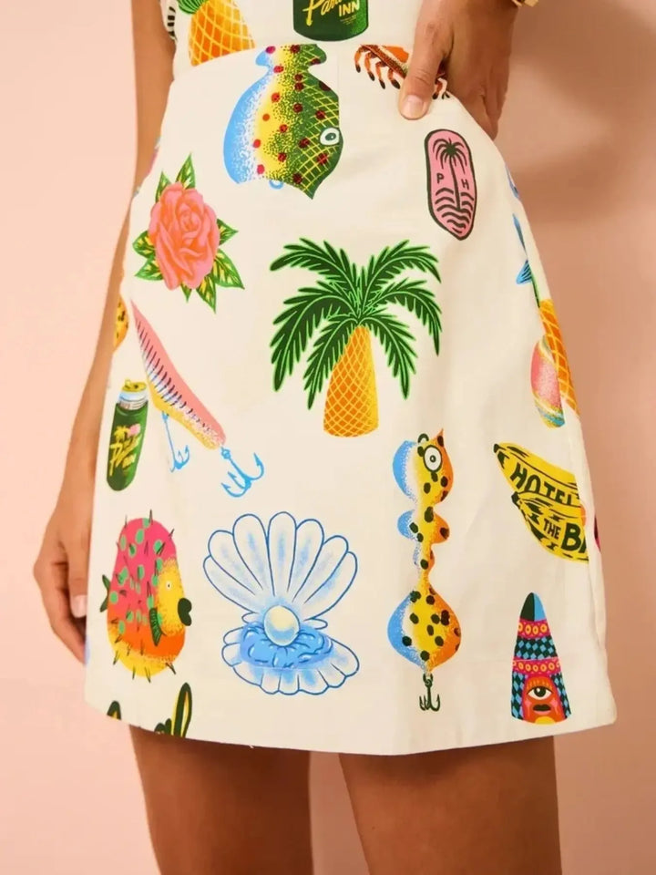 Ludowika Printed Square Neck Summer Mini Dress