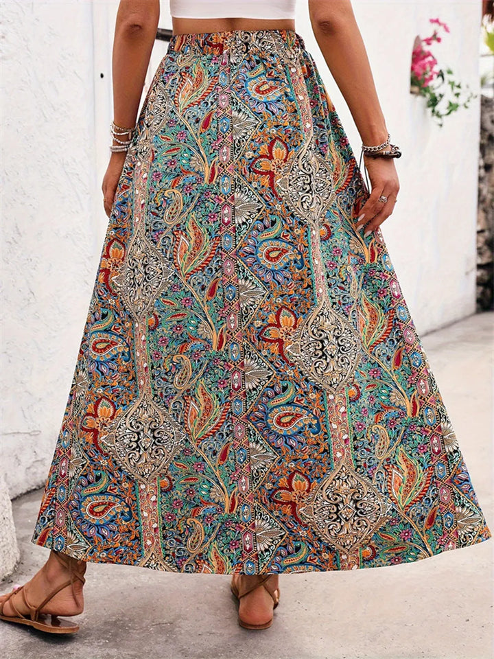 Ludowika Slit Printed Elastic Waist Skirt