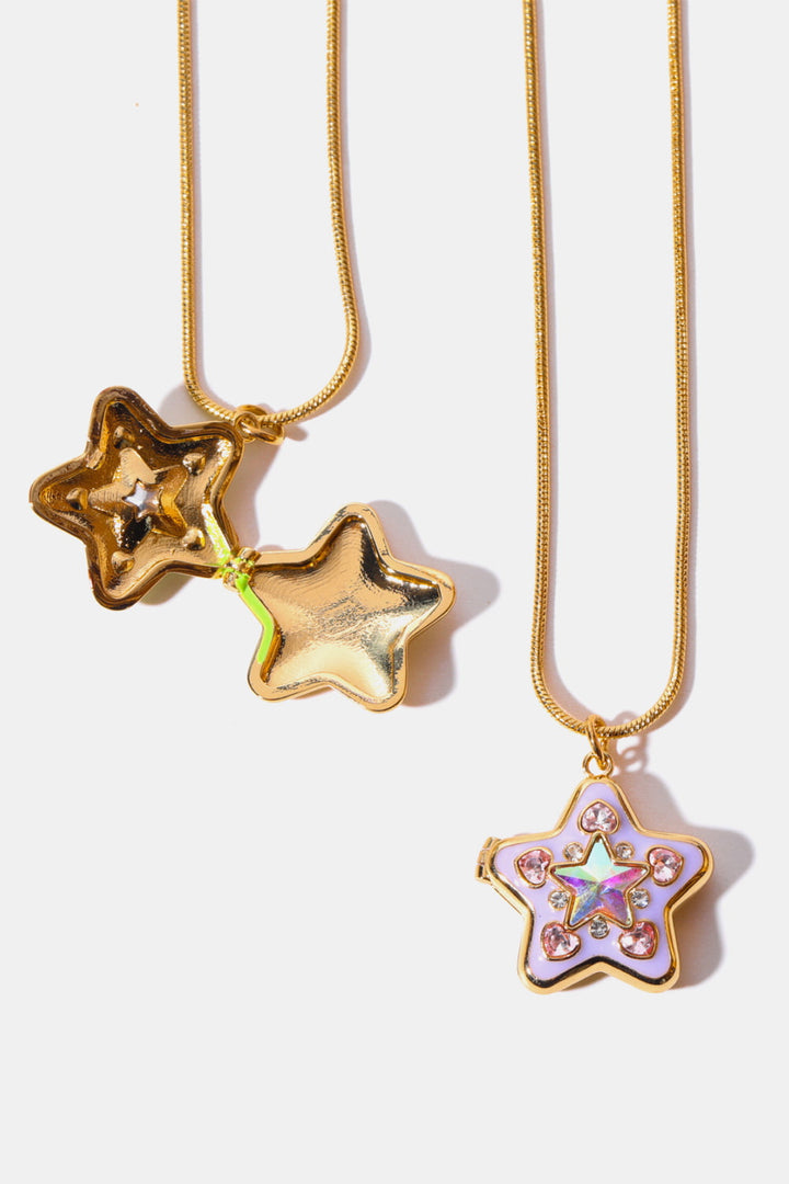 Rhinestone Decor Star Box Pendant Necklace - Ludowika 