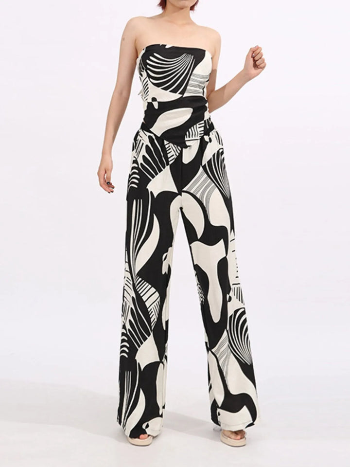 Ludowika Abstract Print Tube Top and Wide Leg Pants Two-Piece Set