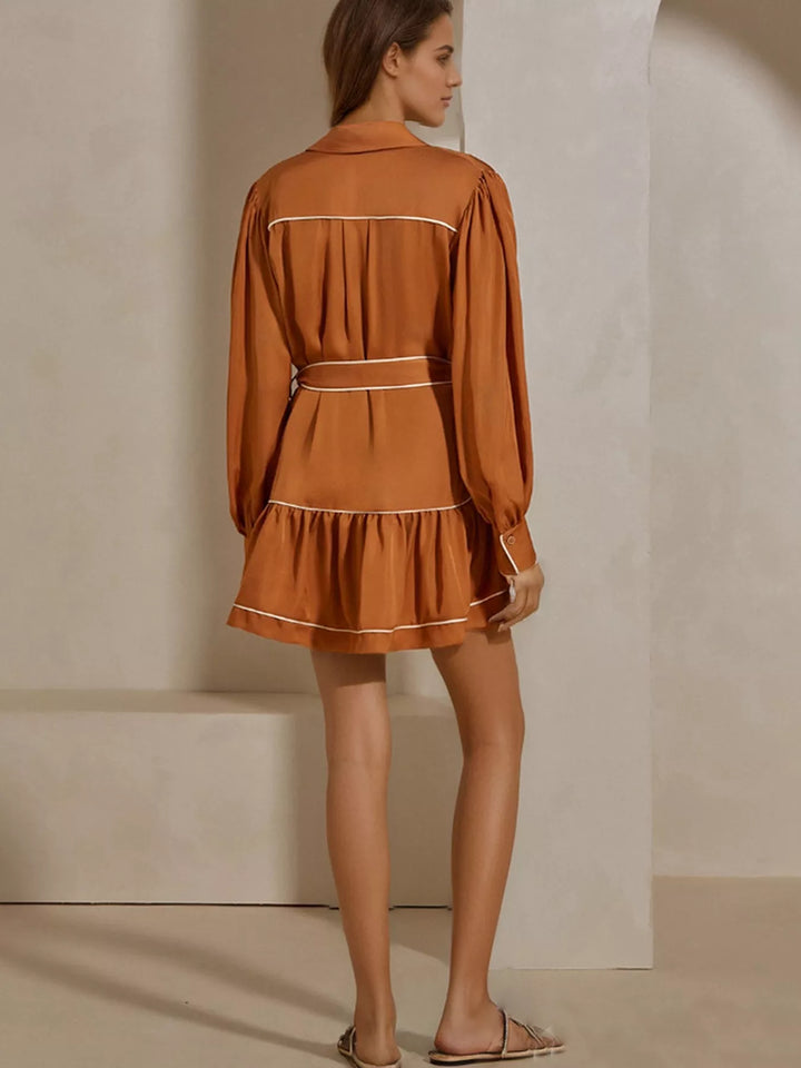 Ludowika Button Front Long Sleeve Shirt Dress